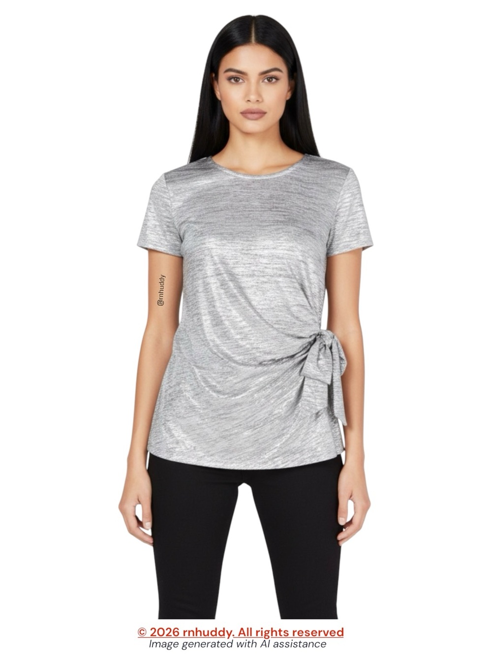Inc International Concepts 2X silver side tie blouse